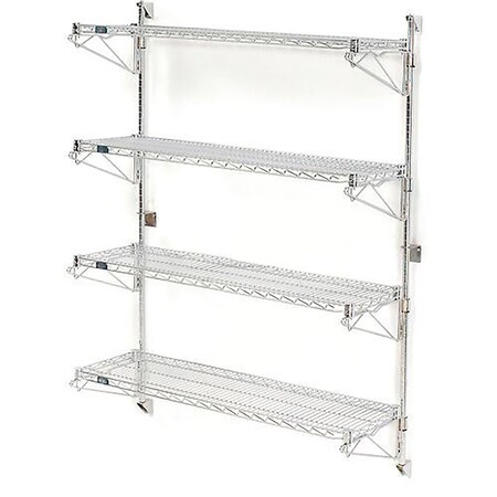 Nexel Poly-Green Wall Mount Wire Shelving, 42W x 24D x 63H 4-Shelf Starter B1137146GZ